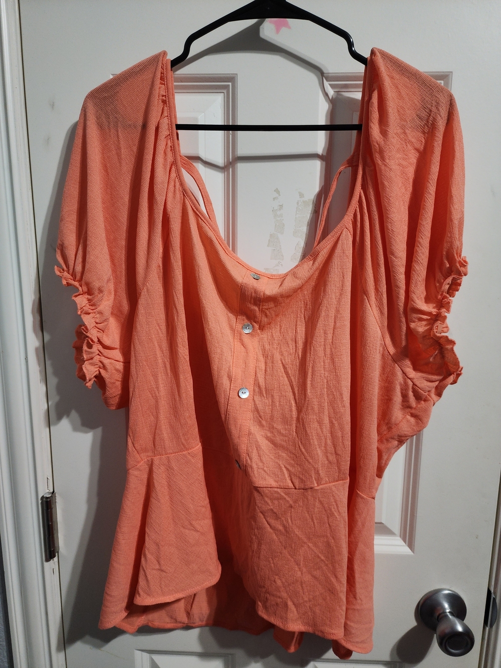 Women's Orange Button-Front Blouse